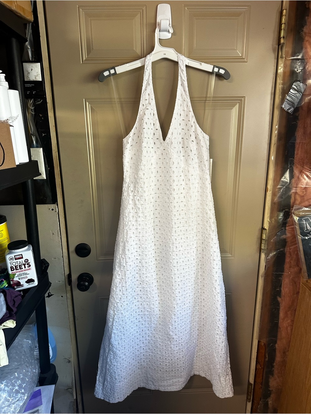 Target White Halter Eyelet Maxi Dress